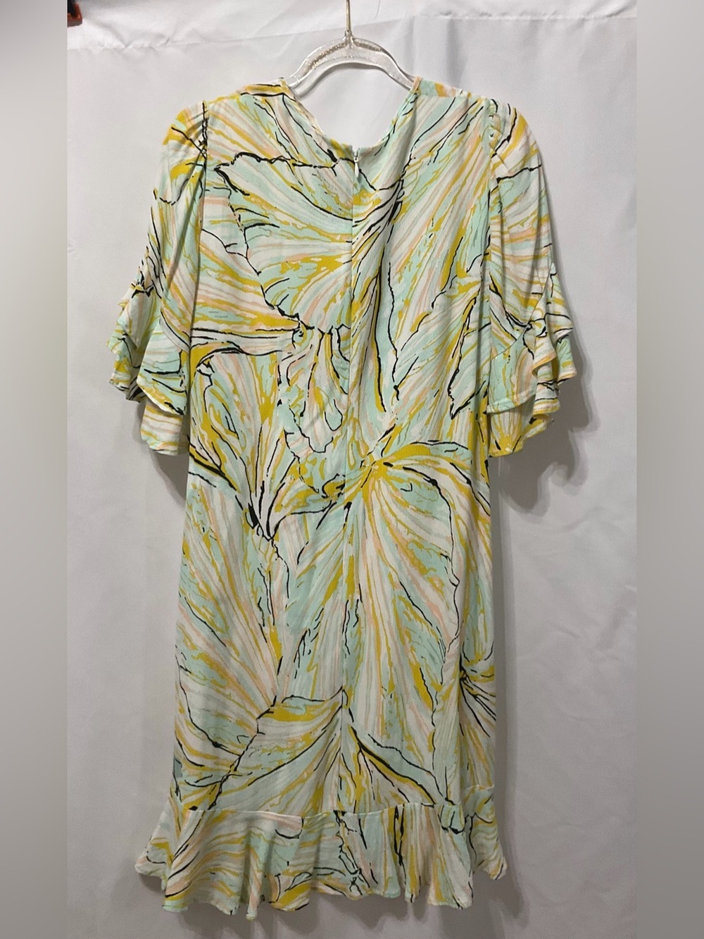 Diane Von Furstenberg Tatum Tulip Shell Lagoon Ruffle Sleeve Crepe Dress XS - Picture 4 of 4
